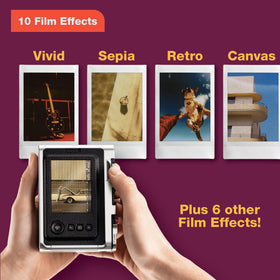 Fujifilm Instax Mini EVO lens dial close up emphasizing 10 lens effects