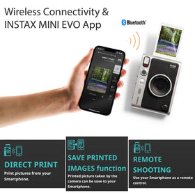 Smartphone app paired with Instax Mini EVO for easy sharing