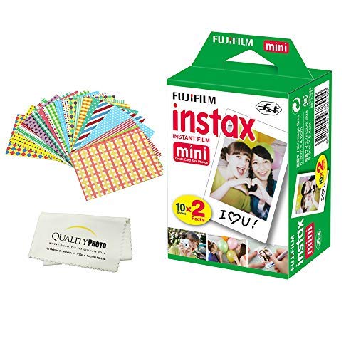 Fujifilm Instax Mini film 20-pack with prints and accessories for on-the-go memories.