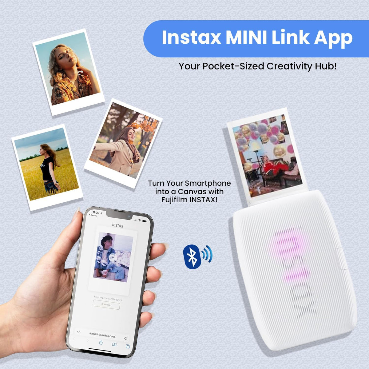 INSTAX Mini film 20 sheets ready-to-share vibrant prints.