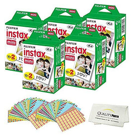 Fujifilm Instax Mini film in credit-card size for portability and easy framing.