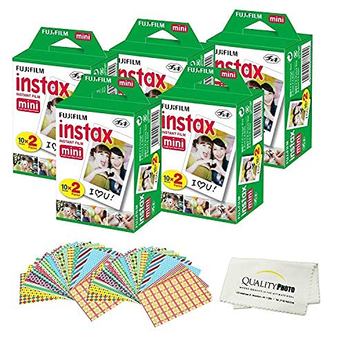 Fujifilm Instax Mini film in credit-card size for portability and easy framing.