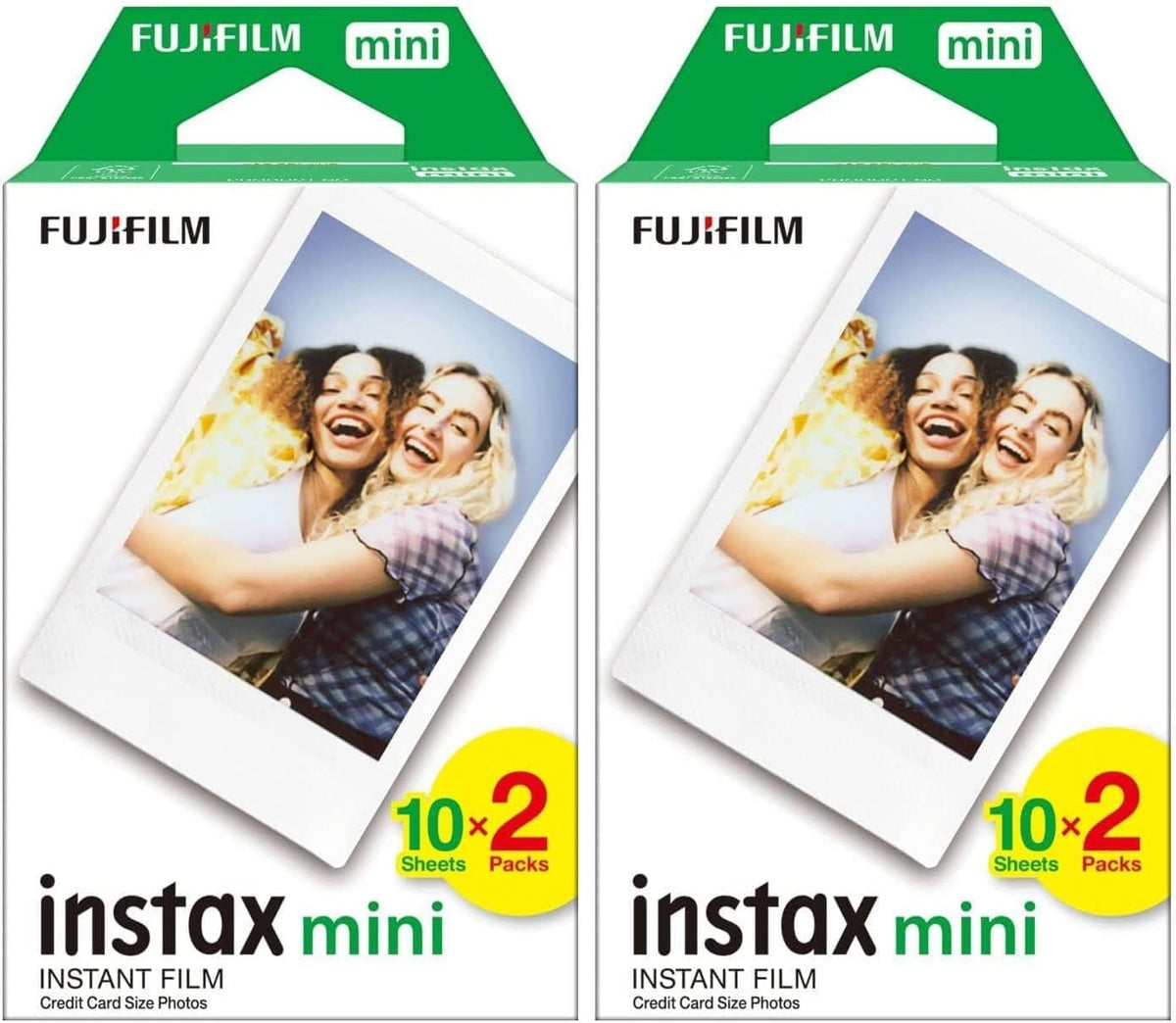 Fujifilm Instax Mini film front packs showing packaging and quick refill benefit