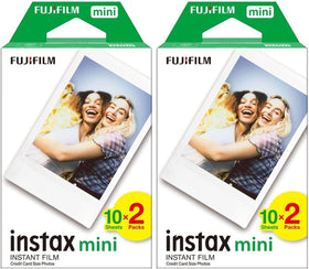 Fujifilm Instax Mini film front packs showing packaging and quick refill benefit
