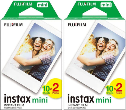 Fujifilm Instax Mini film front packs showing packaging and quick refill benefit