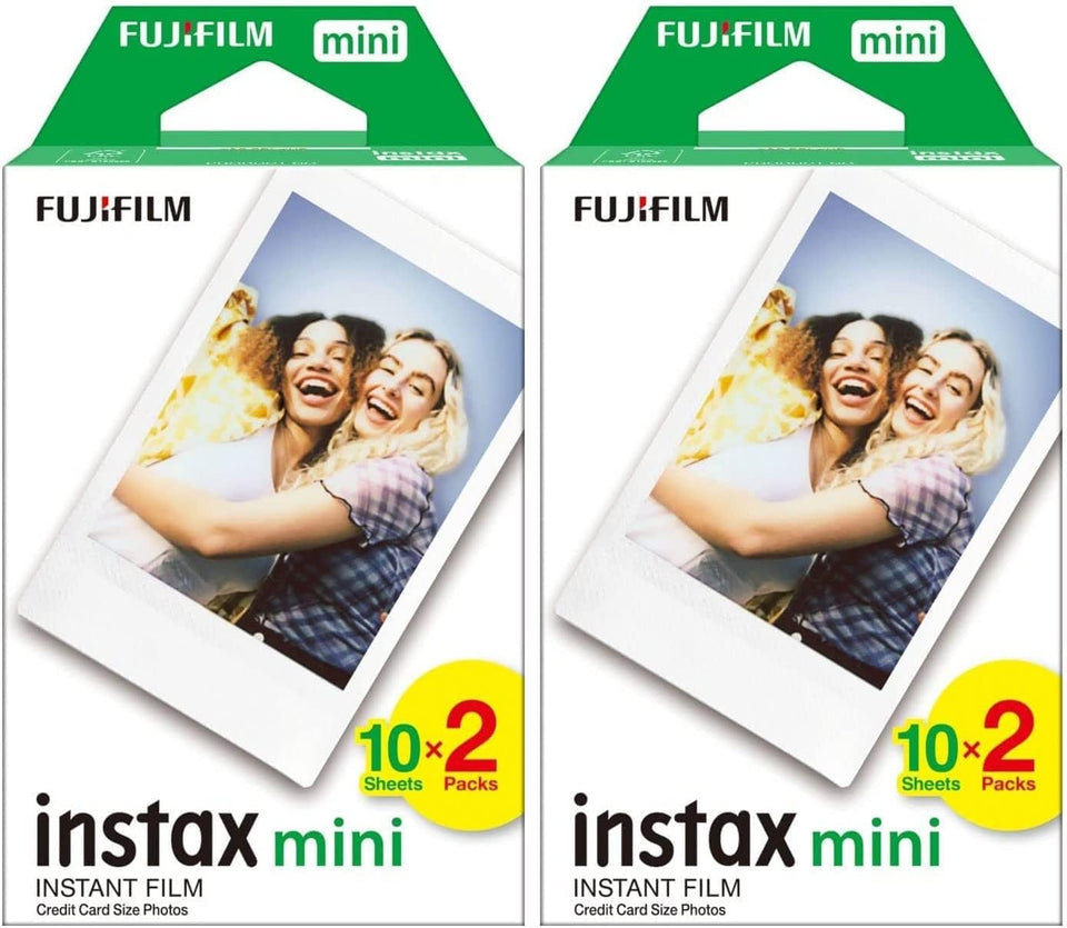 Fujifilm Instax Mini film front packs showing packaging and quick refill benefit