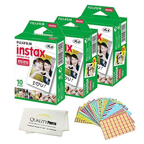 Fujifilm Instax Mini film pack with frame stickers for vibrant, personalized prints.