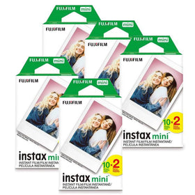 Fujifilm Instax Mini film packaging showing 10 boxes and 100 sheets.