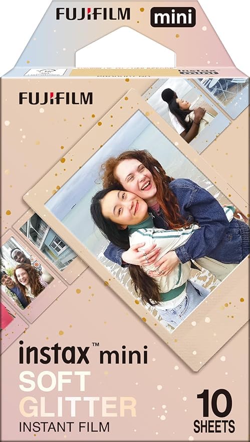 Fujifilm Instax Mini film with soft glitter frames for magical-looking photos.