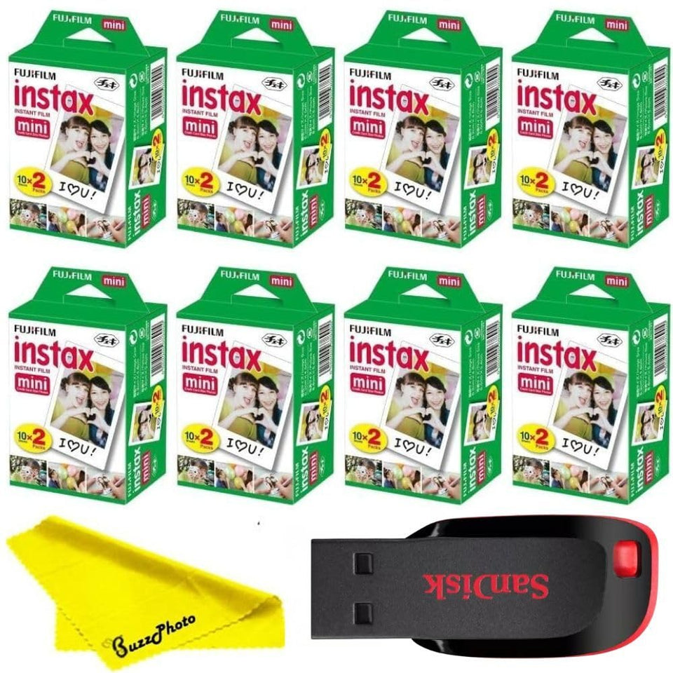 Fujifilm Instax Mini film twin pack bundle showing 160 sheets for spontaneous prints.