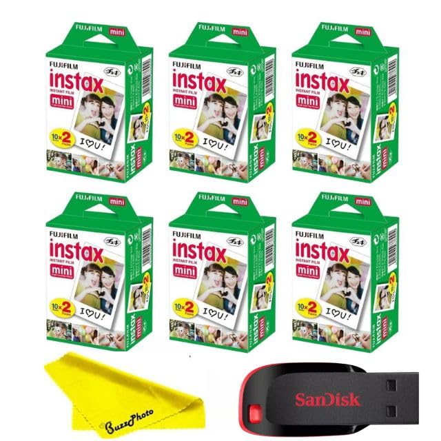 Fujifilm Instax Mini film twin pack shows two cartridges and 20 prints for easy recall of contents