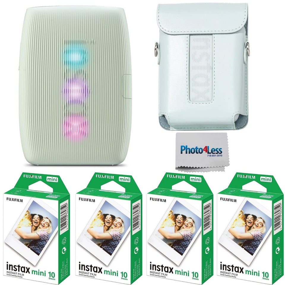 Fujifilm Instax Mini Link 3 printer connected to a smartphone for instant prints.