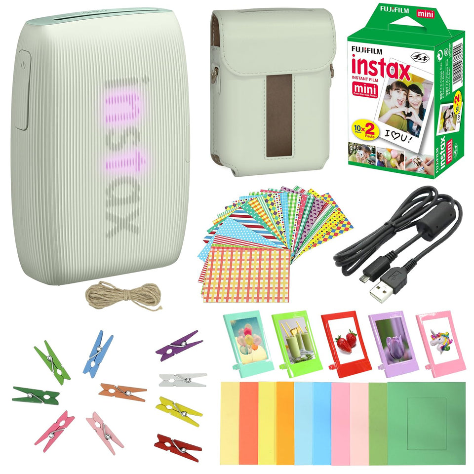 Fujifilm Instax Mini Link 3 Sage Green printer in action, print from your smartphone.