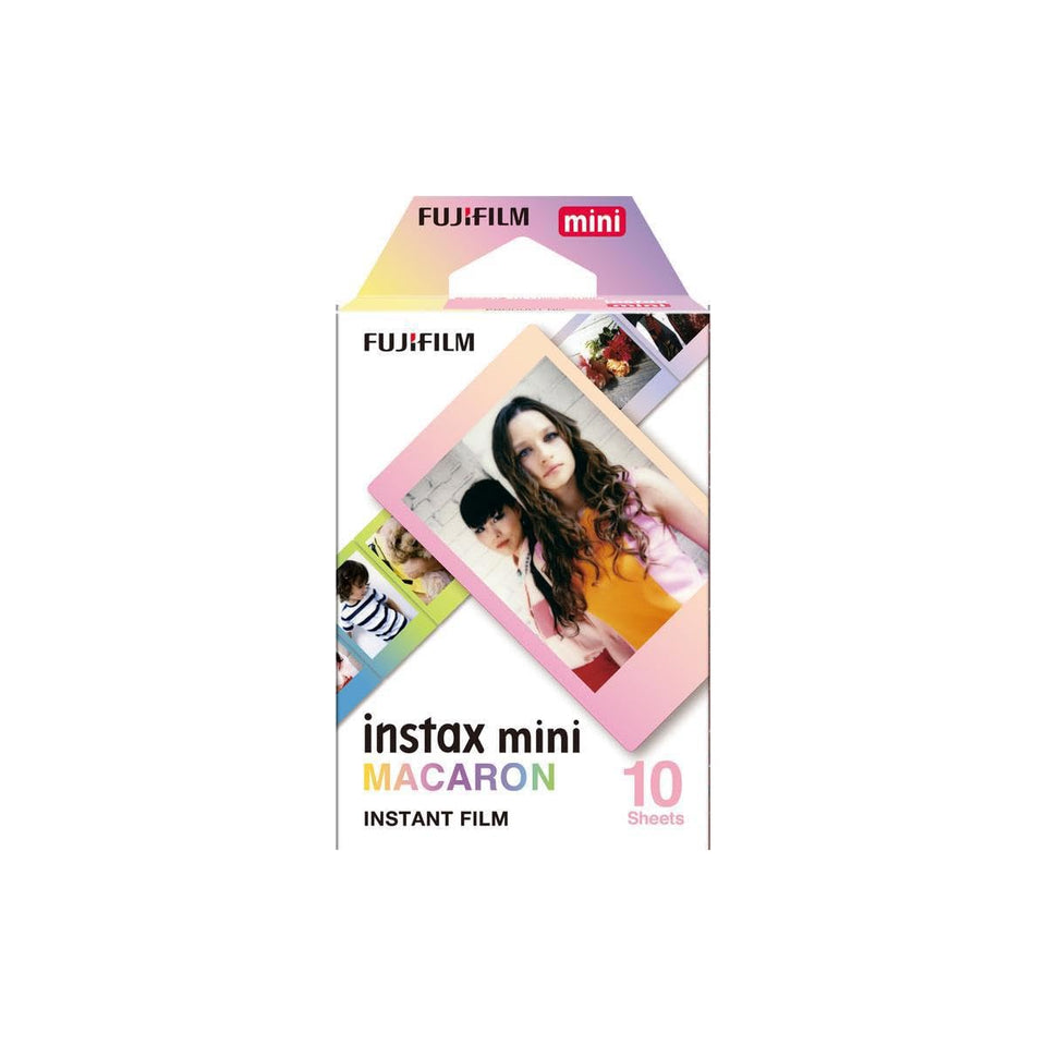Fujifilm Instax Macaron front packaging showing 3-pack for instant events benefit
