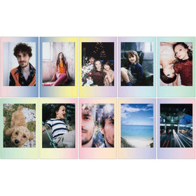 Fujifilm Instax Macaron next to wallet showing print scale and portability benefit
