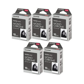 Fujifilm Instax Mini Monochrome Film pack front view for bold black-and-white prints.