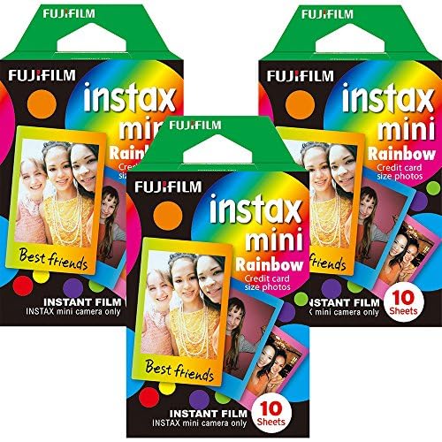 Fujifilm Instax Mini rainbow border close-up highlighting metallic pattern benefit