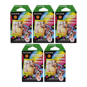 Fujifilm Instax Mini Rainbow Film 50-sheets pack with vibrant rainbow frames
