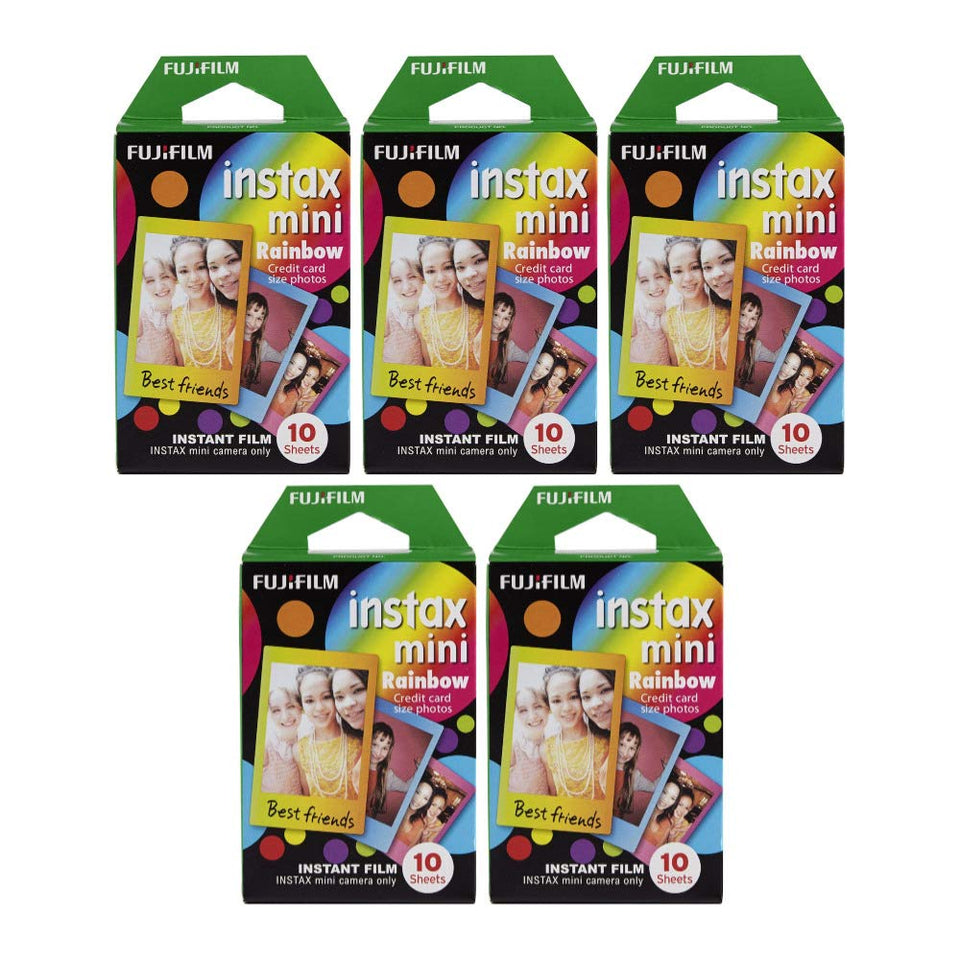 Fujifilm Instax Mini Rainbow Film 50-sheets pack with vibrant rainbow frames