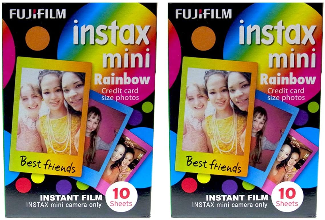 Fujifilm Instax Mini Rainbow Film box showing 20-sheet value set for instant photos