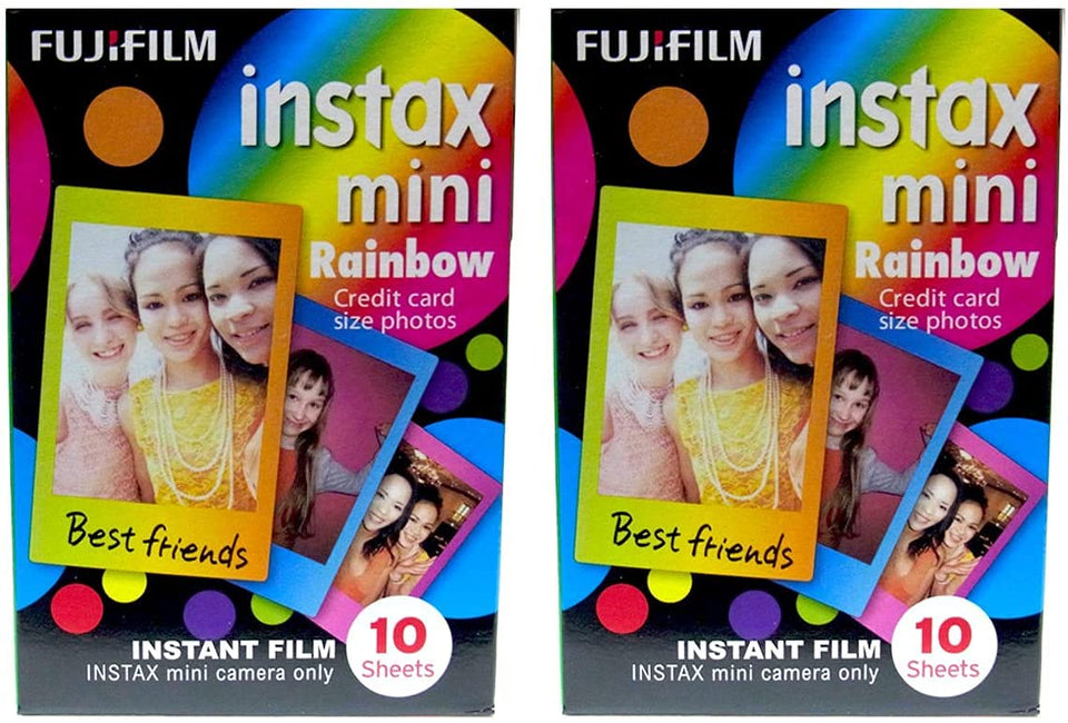 Fujifilm Instax Mini Rainbow Film box showing 20-sheet value set for instant photos