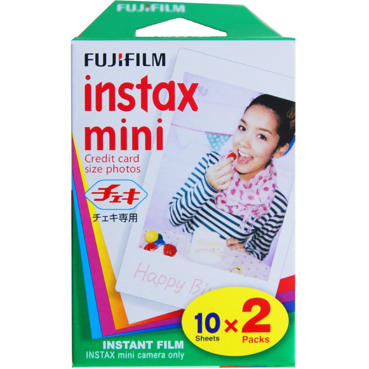 Fujifilm Instax Mini sample photo in a wallet demonstrating pocket-size convenience
