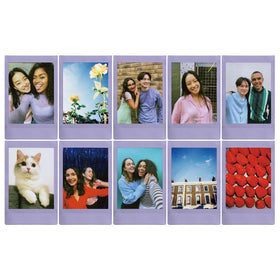 Fujifilm Instax Mini six-design variety pack showing versatile borders and tones