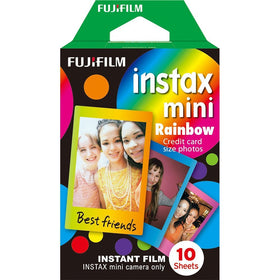 Fujifilm Instax Mini film next to a credit card showing portable print size benefit