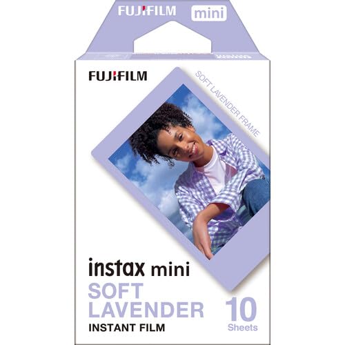 Fujifilm Instax Mini Soft Lavender film with pastel borders for gentle memories