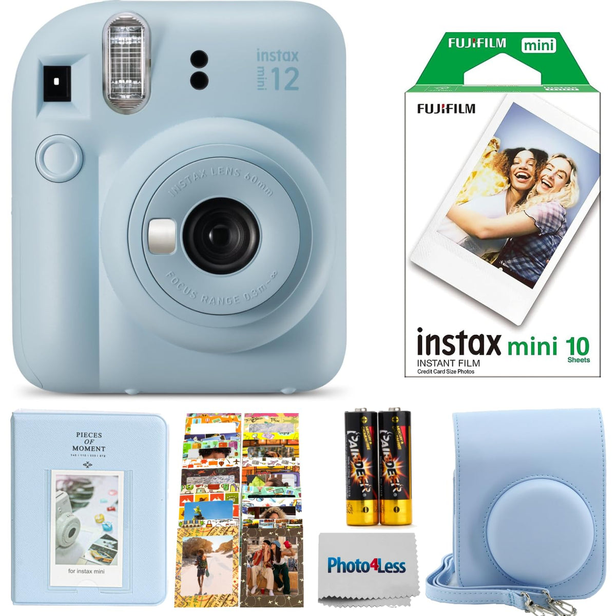 fujifilm front view of pastel blue camera showing compact design and portability