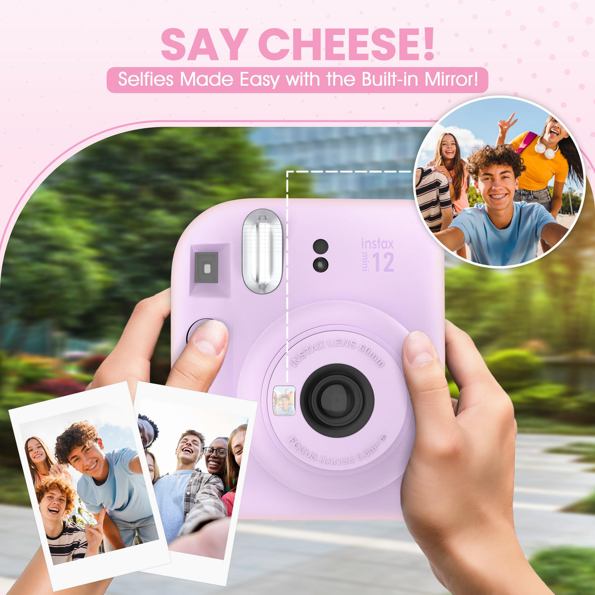 Fujifilm Instax lens closeup highlighting Fujinon lens for sharper prints