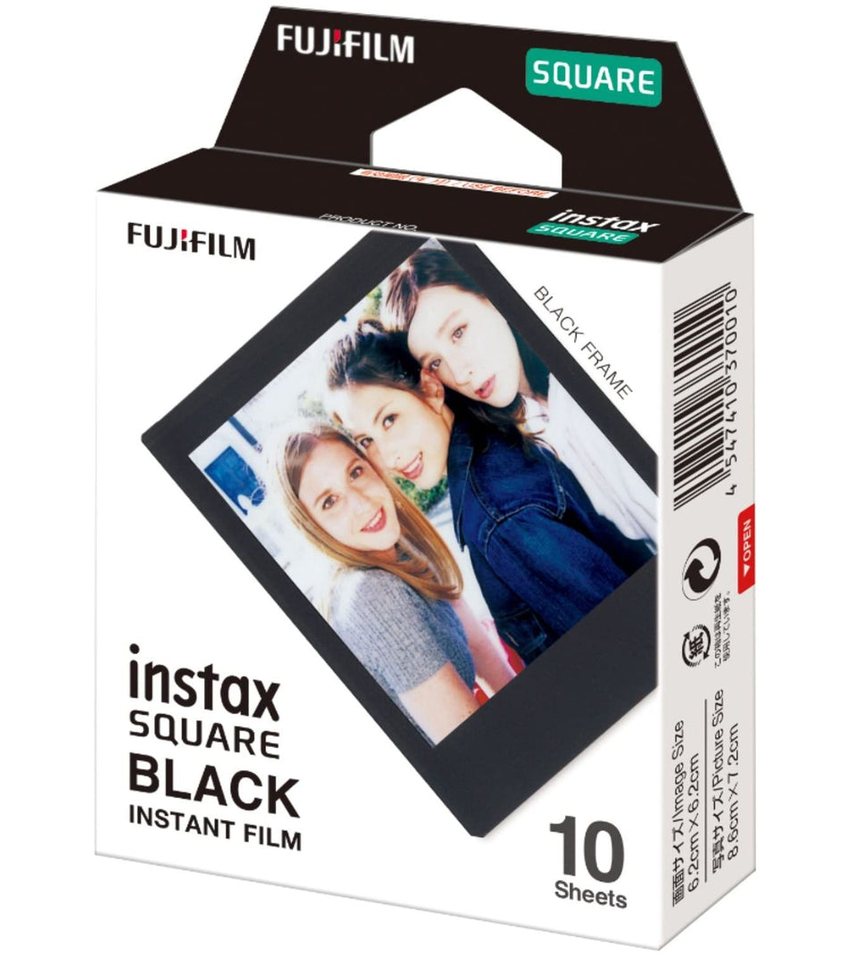 Fujifilm Instax Square Black Film 10-exposure pack for bold, dark-bordered square photos