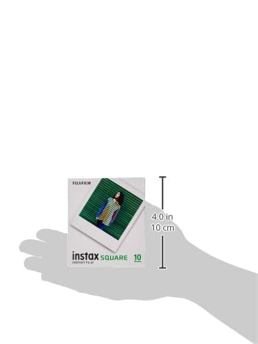 Close-up of Instax Square Film showing 10 exposures for retro 1:1 photos.