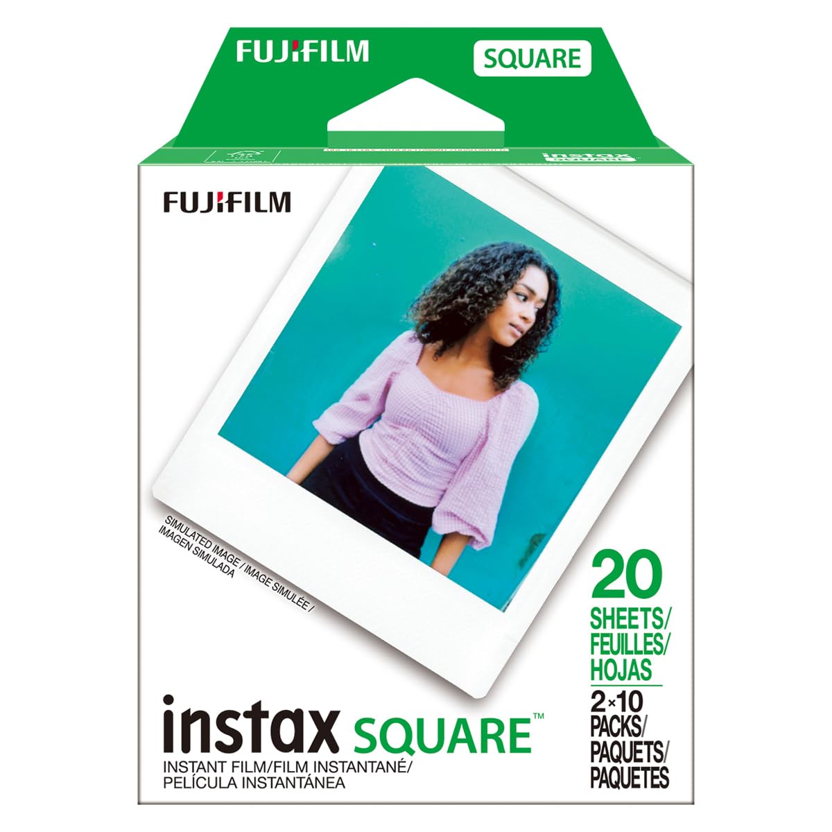 Fujifilm instax square film close-up showing emulsion edge and instant quality benefit