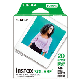 Fujifilm instax square film close-up showing emulsion edge and instant quality benefit