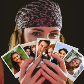 Fujifilm Instax Square film developing action showcases instant results.