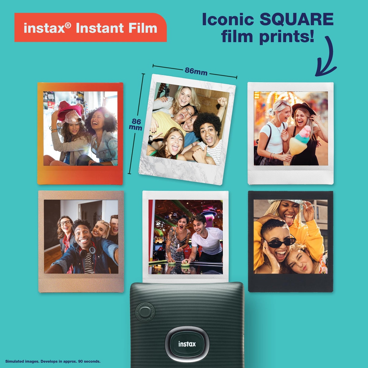 Fujifilm Instax Square Link Ash White prints with frames and stickers for creativity