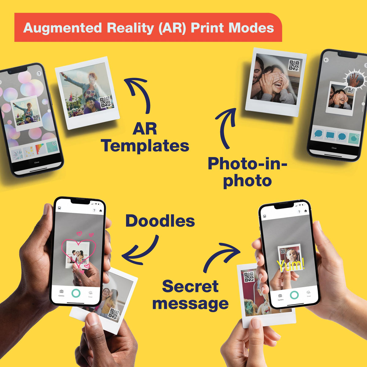 Fujifilm Instax Square Link Ash White printing process demonstrates wireless Bluetooth connection