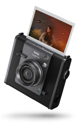 Fujifilm Instax Wide Evo prints 3x5 photos at 318 DPI for crisp keepsakes.