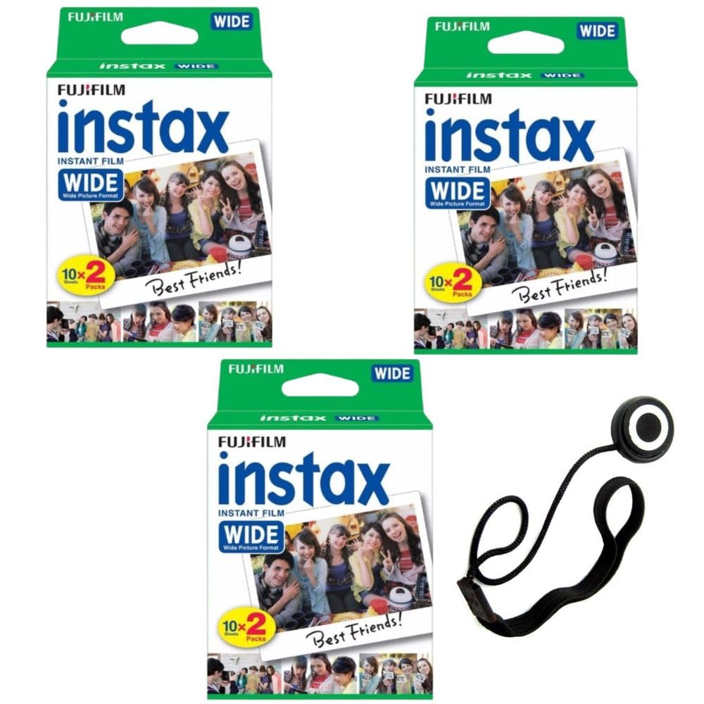 Fujifilm Instax Wide 3 twin pack with 60 sheets for vibrant instant prints.