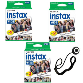 Fujifilm Instax Wide 3 twin pack with 60 sheets for vibrant instant prints.