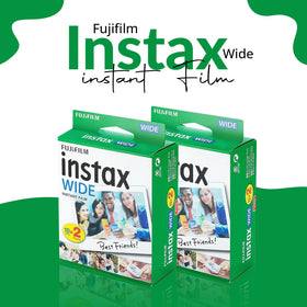 Fujifilm Instax Wide film box and contents for easy setup