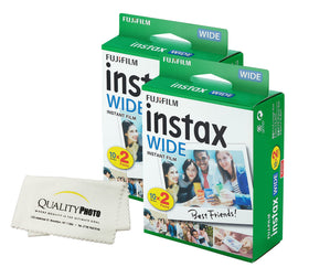 Fujifilm Instax Wide film pack with 40 sheets for instant, vibrant photos.