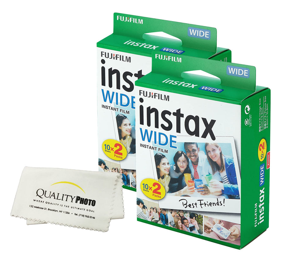 Fujifilm Instax Wide film pack with 40 sheets for instant, vibrant photos.