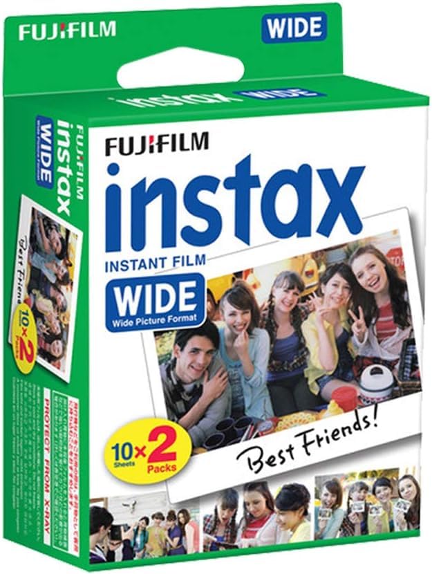 Open packaging of Fujifilm Instax Wide film ready for quick sessions.