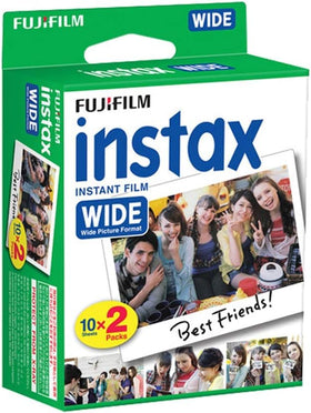 Open packaging of Fujifilm Instax Wide film ready for quick sessions.