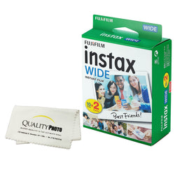 Fujifilm instax Wide front packaging showing two film packs and benefits