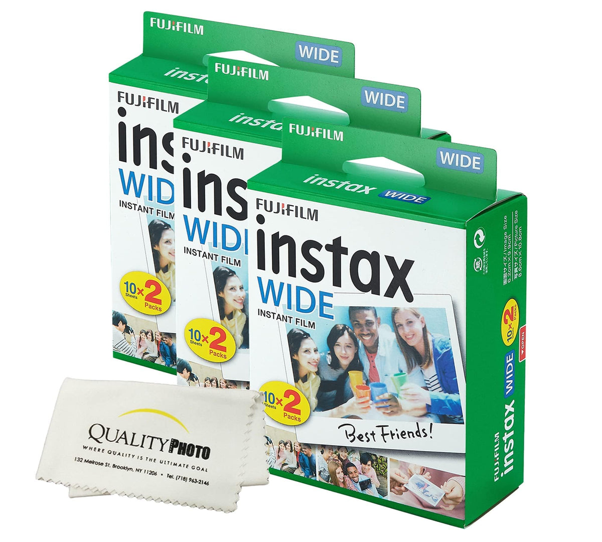 Fujifilm Instax Wide microfiber cloth for fast lens cleaning and print touch-ups.