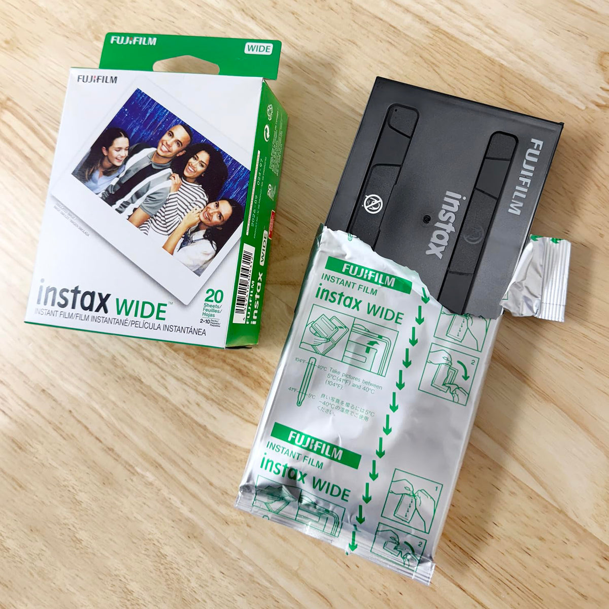 Fujifilm instax Wide single sheet close-up highlighting color and grain