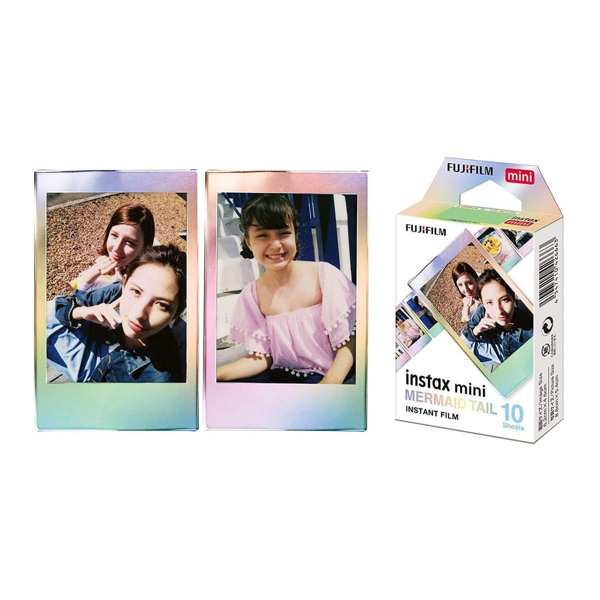 Fujifilm mermaid tail cartridge being loaded into Instax Mini camera for easy use